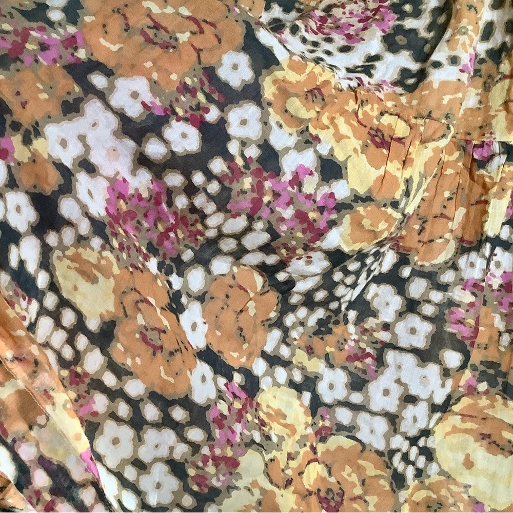 BA&SH Tiered Floral Midi Skirt M Semi Sheer Pull-On Hippie Festival Beach Resort - Picture 5 of 12